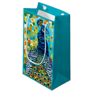 Sacola Para Presentes Pequena Peacock II Plumado