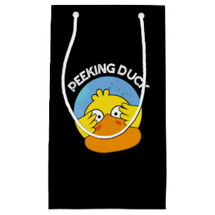 Sacola Para Presentes Pequena Peeking Duck Funny Animal Chinês Dish Pun Dark BG