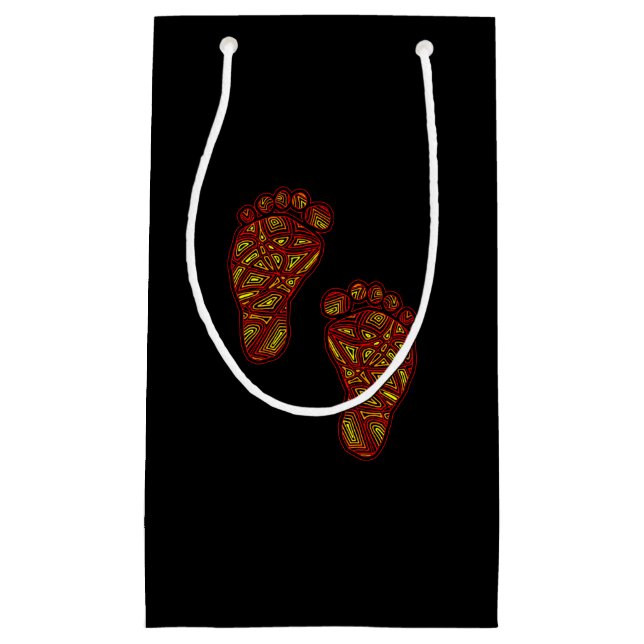 Sacola Para Presentes Pequena Pegadas de Bebê (Frente)