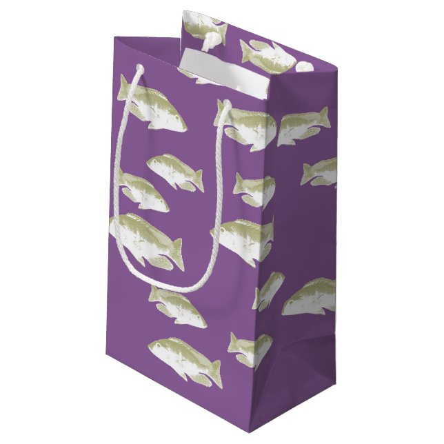 Sacola Para Presentes Pequena Peixe em roxo (Verso inclinado)
