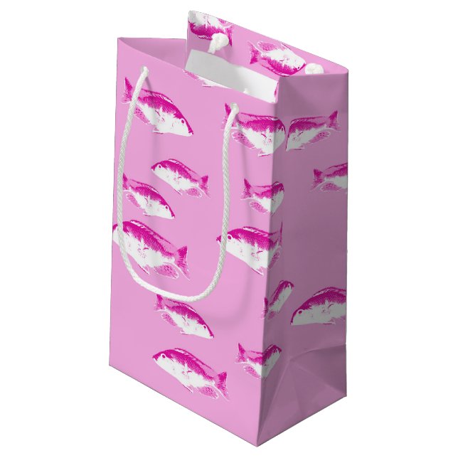 Sacola Para Presentes Pequena Peixe rosa (Verso inclinado)