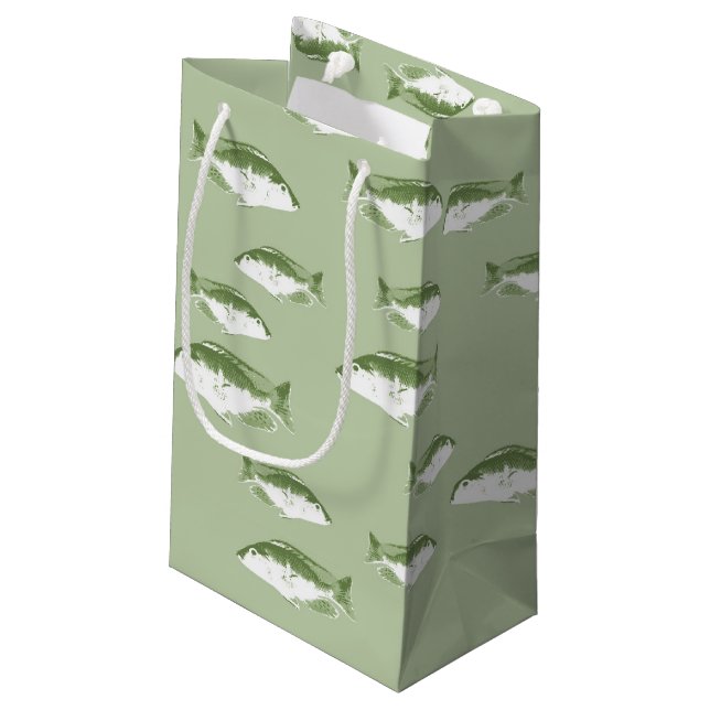 Sacola Para Presentes Pequena Peixe verde-azeitona (Verso inclinado)