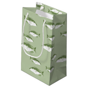 Sacola Para Presentes Pequena Peixe verde-oliva