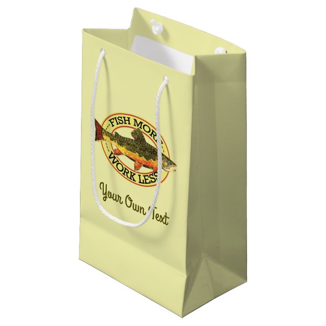 Sacola Para Presentes Pequena Peixes Humorísticos Mais - Trabalhar Menos Captura (Frente inclinada)