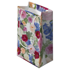 Sacola Para Presentes Pequena Peônia e Rosa Floral de Jardim Inglês Antigo