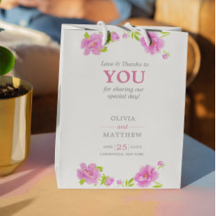 Sacola Para Presentes Pequena Pêonias Rosa Vestidos de Casamento Rosa Floral Cor