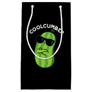 Sacola Para Presentes Pequena Pepino Engraçado Veggie Cucumber Pun Dark BG