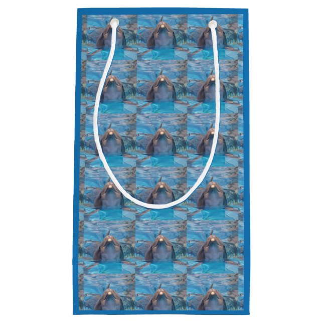 Sacola Para Presentes Pequena Pequena bolsa de presente de golfinho de gargalinh (Frente)