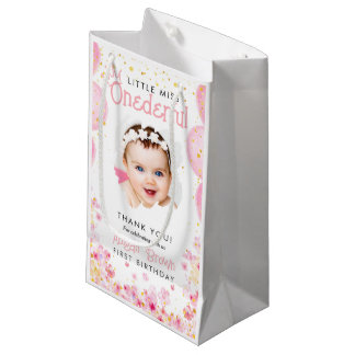 Sacola Para Presentes Pequena Pequena Miss Maravilhosa primeiro aniversario rosa