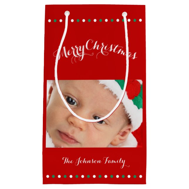 Sacola Para Presentes Pequena Pequenas Sacos De Presente De Natal Vermelho Merry (Frente)