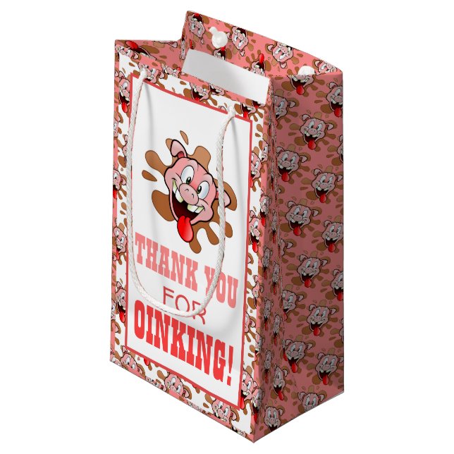 Sacola Para Presentes Pequena Pequeno Piggy Obrigado Favor Bag (Frente inclinada)