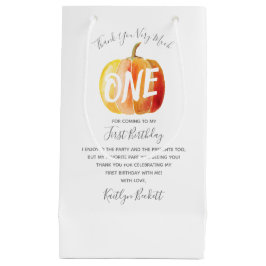 Sacola Para Presentes Pequena Pequeno primeiro aniversario De Abóbora Obrigado