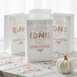 Sacola Para Presentes Pequena Pequeno primeiro aniversario de Meninas de Abóbora