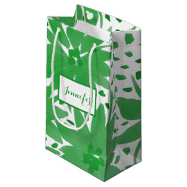 Sacola Para Presentes Pequena Pequeno Saco Saco Verde Floral Personalizado Moder