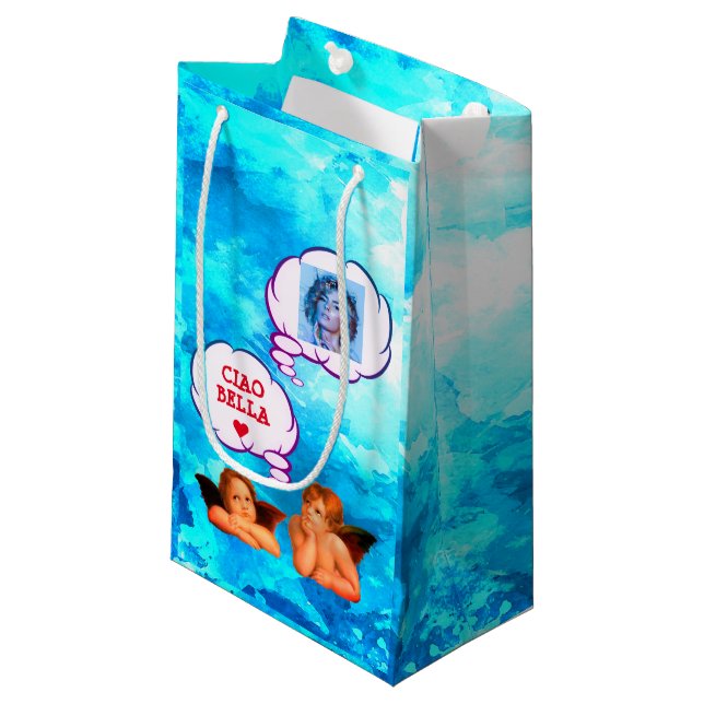 Sacola Para Presentes Pequena Personalizado CIAO BELLA Cherub Angels (Frente inclinada)