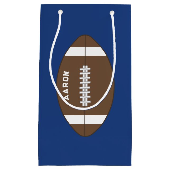 Sacola Para Presentes Pequena Personalized Blue Football Gift Bag (Frente)