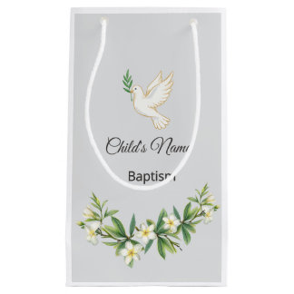 Sacola Para Presentes Pequena Personalized Botanical Baptism Gift Bag