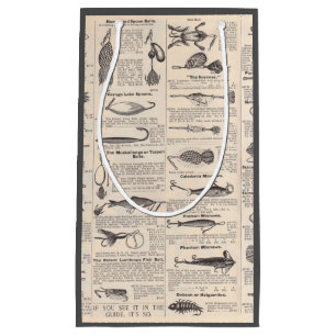 Sacola Para Presentes Pequena Pescarias Vintage: Pescador antigo dos anos 1900