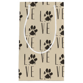 Sacola Para Presentes Pequena Pet Paw Print Love Typografia
