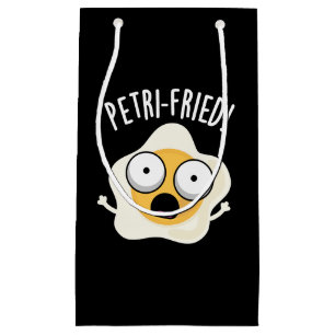 Sacola Para Presentes Pequena Petri frito Funny Fried Egg Pun Dark BG