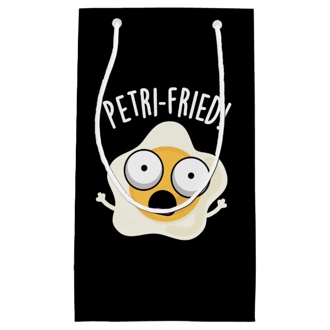 Sacola Para Presentes Pequena Petri frito Funny Fried Egg Pun Dark BG (Frente)