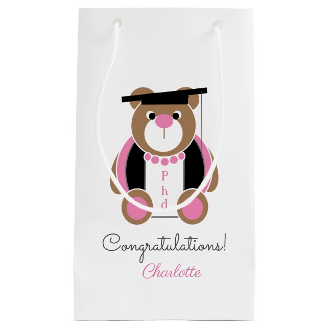 Sacola Para Presentes Pequena phd ursinho cômodo (Frente)