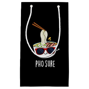 Sacola Para Presentes Pequena Pho Claro Engraçado Pho Soup Noodle Pun Dark BG