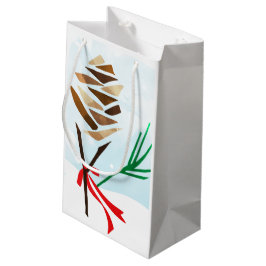 Sacola Para Presentes Pequena Pine de inverno Ilustrado, Natal Snowy