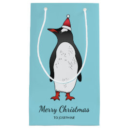 Sacola Para Presentes Pequena Pinguim Gentoo Fofo Vestindo um Chapéu de Papai No