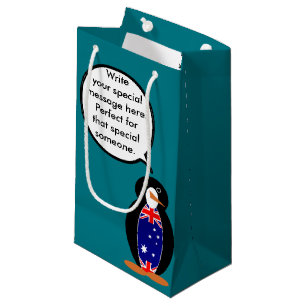 Sacola Para Presentes Pequena Pinguim Ms Falante Australiana Personalizada 