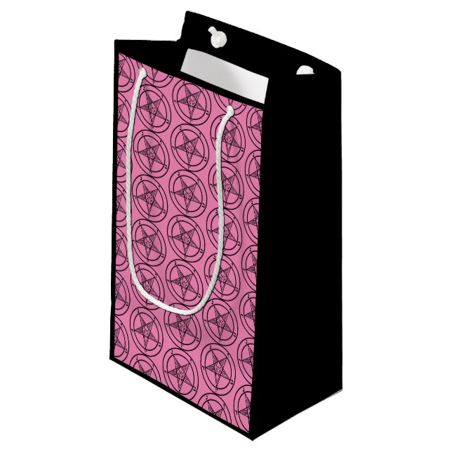 Sacola Para Presentes Pequena Pink Baphomet Pentagram Satânico (Frente inclinada)