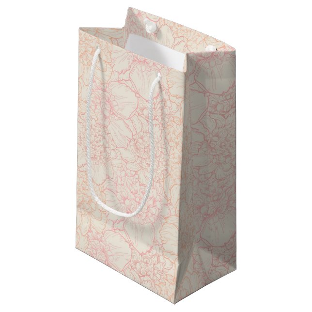Sacola Para Presentes Pequena Pink Peony Floral Pattern (Frente inclinada)