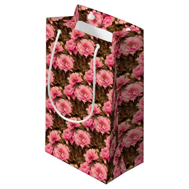 Sacola Para Presentes Pequena Pink  Peony Flower (Frente inclinada)