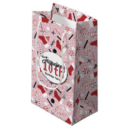 Sacola Para Presentes Pequena Pink Retro Christmas Peppermint Birthday
