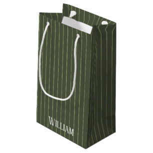 Sacola Para Presentes Pequena Pinstripes verde-oliva