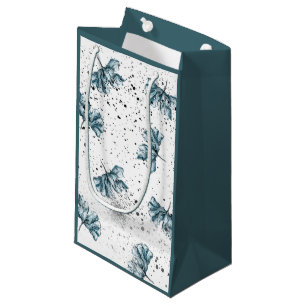 Sacola Para Presentes Pequena Pintado à mão azul Floral