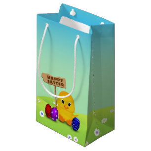 Sacola Para Presentes Pequena Pintinho bonito do bebê do felz pascoa