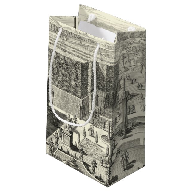 Sacola Para Presentes Pequena Pintura a óleo de fontes no jardim de Versalhes (Verso inclinado)