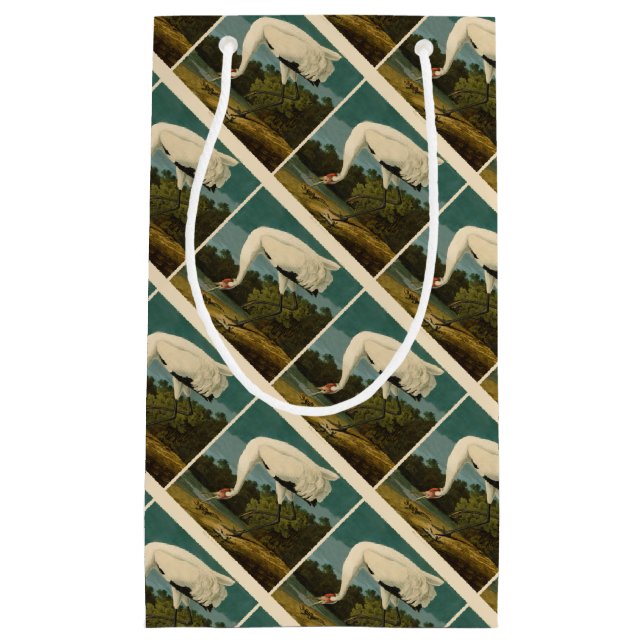 Sacola Para Presentes Pequena Pintura de pássaros Audubon Crane Whoping (Frente)