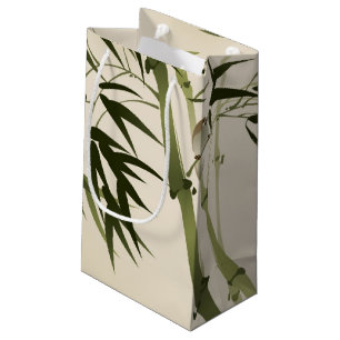 Sacola Para Presentes Pequena Pintura oriental do estilo, ramos de bambu