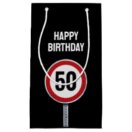 Sacola Para Presentes Pequena Placa de Limite de Velocidade de 50 Anos de Feliz