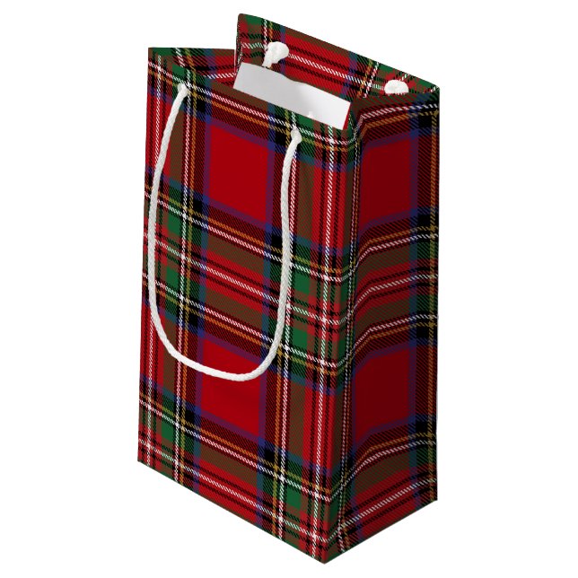 Sacola Para Presentes Pequena Plaid Elegant Rustic Clan Stewart Tartan (Verso inclinado)