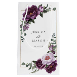 Sacola Para Presentes Pequena Plum Peonies Floral Hotel Casamento Gift Bag