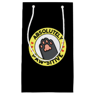 Sacola Para Presentes Pequena Pó Engraçado Absolutamente Pawsitivo Pun Dardo BG