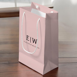 Sacola Para Presentes Pequena Poeira Rosa Moderno Rosto Feminino Nome Monograma