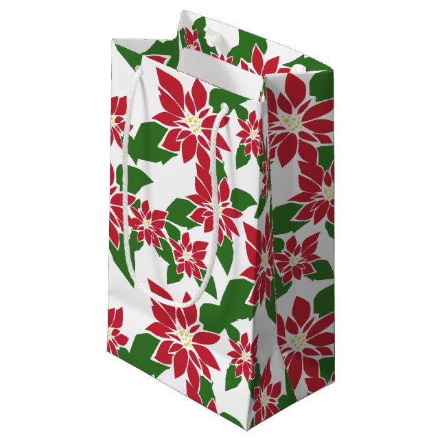 Sacola Para Presentes Pequena Poinsettia (Frente inclinada)