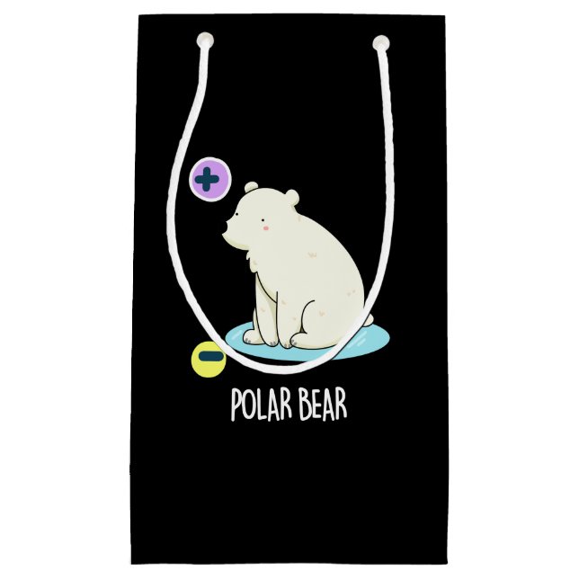 Sacola Para Presentes Pequena Polar Bear Funny Science Pun Dark BG (Frente)