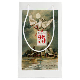 Sacola Para Presentes Pequena Pomba do natal vintage