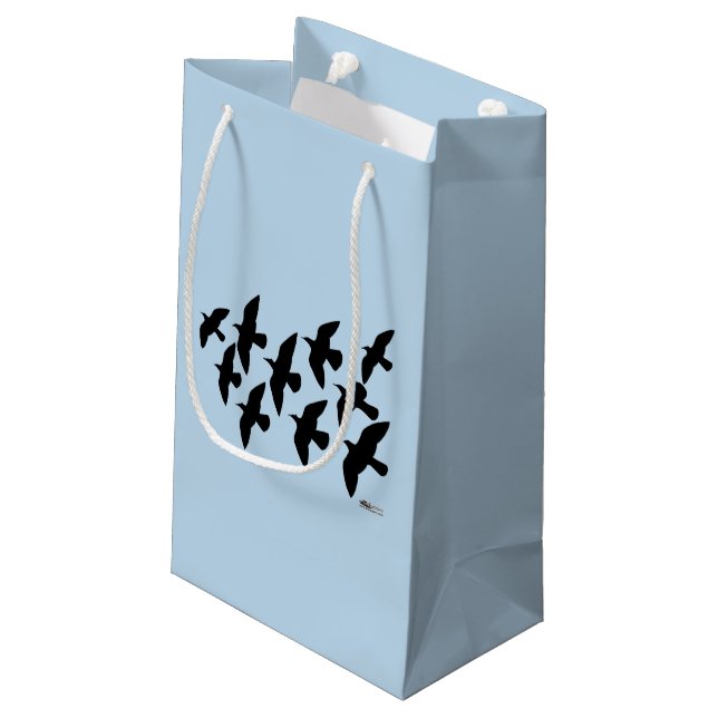 Sacola Para Presentes Pequena Pombos de Voo Voadores (Verso inclinado)