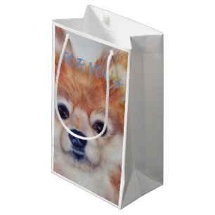 SACOLA PARA PRESENTES PEQUENA POMERANIANO DE OURO CUTE